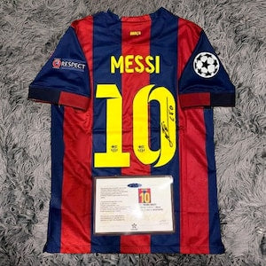 Lionel Messi SIGNED Barcelona 14/15 Home UCL Jersey/Shirt - COA - Retro 2015