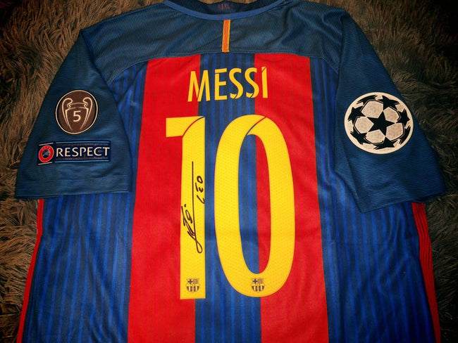 Lionel Messi SIGNED Barcelona 16/17 Home UCL Jersey/Shirt - COA - Retro Main Image