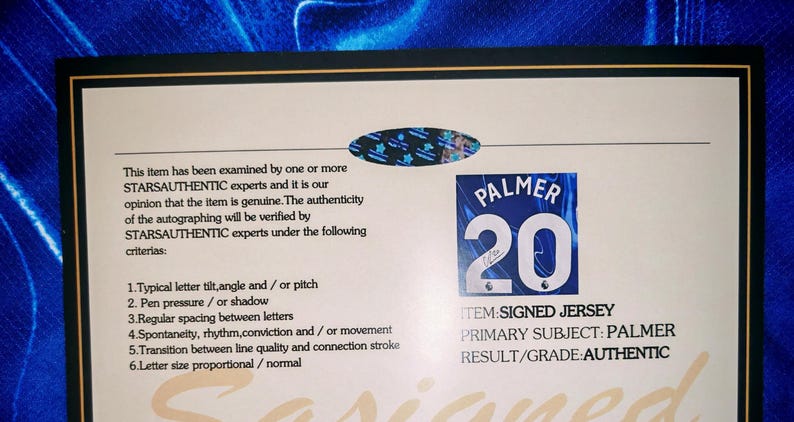 Cole Palmer SIGNED Chelsea 24/25 Home Jersey/Shirt - COA - 2024