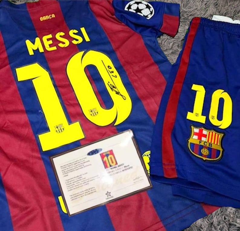 Lionel Messi SIGNED Barcelona 14/15 Home UCL Jersey/Shirt - COA - Retro 2015