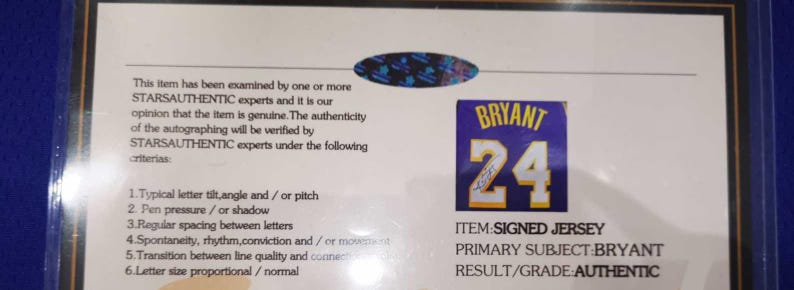Kobe Bryant SIGNED Los Angeles Lakers #24 Signature Jersey/Shirt - COA - 06/07