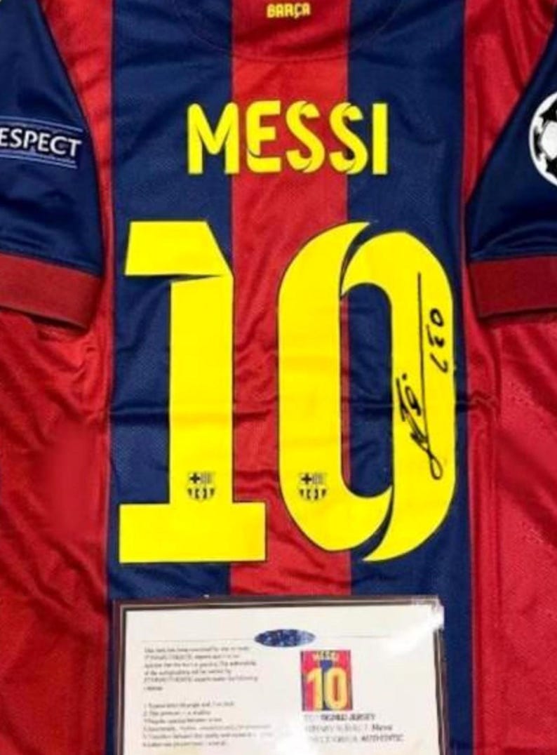 Lionel Messi SIGNED Barcelona 14/15 Home UCL Jersey/Shirt - COA - Retro 2015
