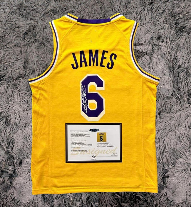 Lebron James SIGNED Signature LA Lakers Yellow Home Shirt/Jersey - COA 21/22 Hover Image