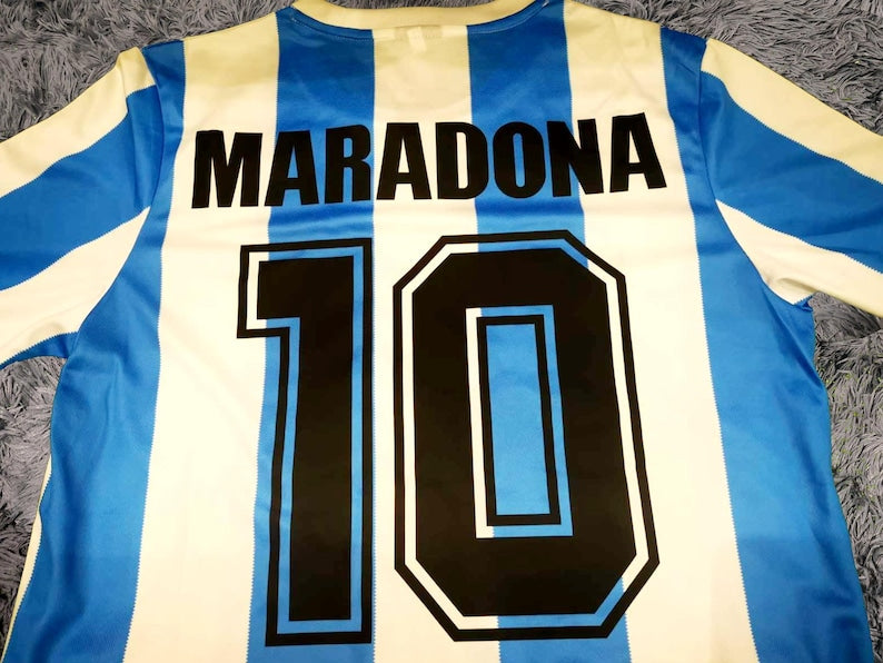 Diego Maradona SIGNED Argentina 1986 Home Jersey/Shirt - COA - Retro