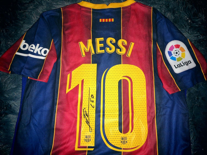 Lionel Messi SIGNED Barcelona 20/21 Home Final Jersey/Shirt - COA - Retro