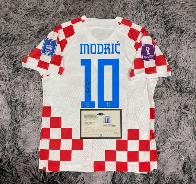 Luka Modric SIGNED Croatia 21/22 World Cup Home Jersey/Shirt - COA - 2022 Hover Image