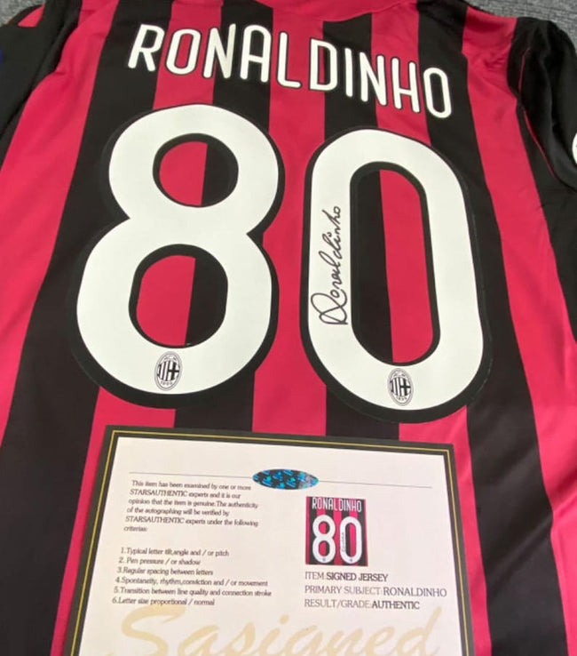 Ronaldinho Gaúcho SIGNED AC Milan 09/10 Home Jersey/Shirt - COA - 2010 Retro Main Image