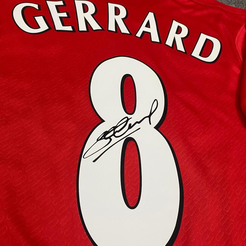 Steven Gerrard SIGNED Liverpool 04/05 UCL Final Home Jersey/Shirt - COA - 2005 Retro