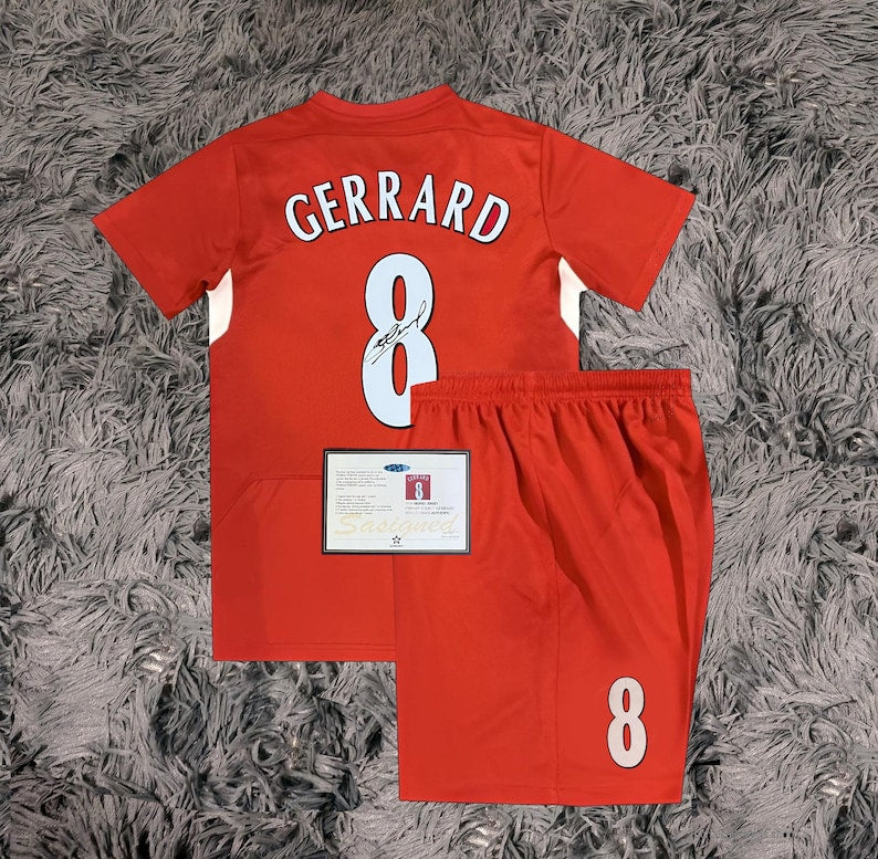 Steven Gerrard SIGNED Liverpool 04/05 UCL Final Home Jersey/Shirt - COA - 2005 Retro
