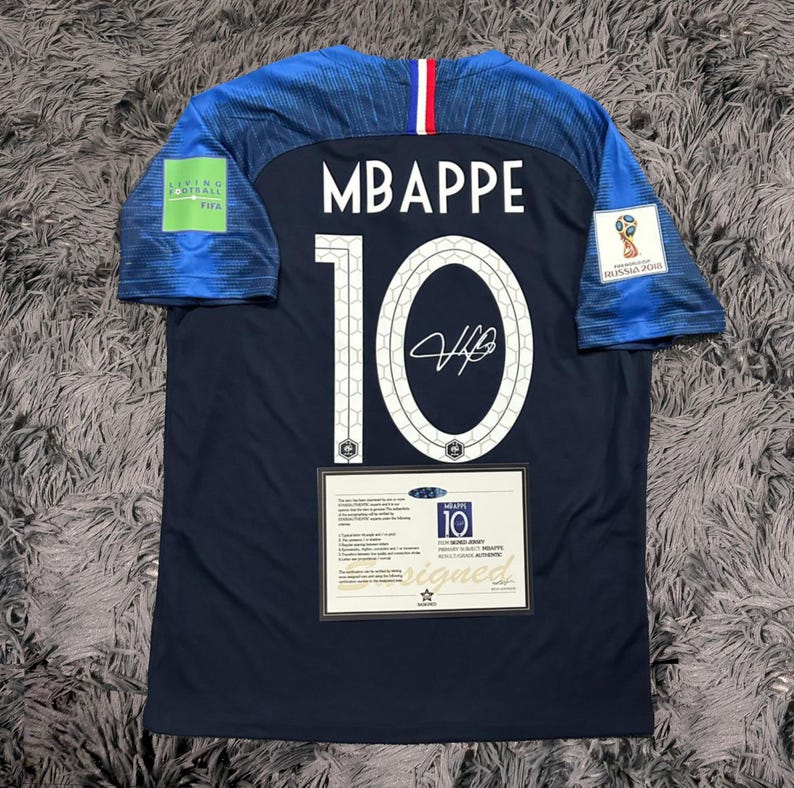 Kylian Mbappe SIGNED France World Cup Shirt Jersey 2018 - COA