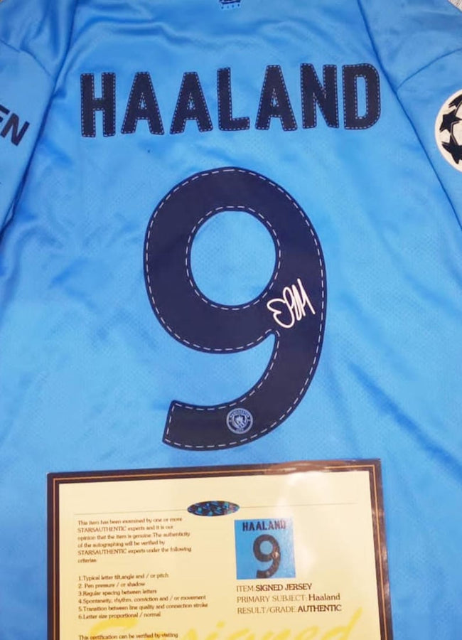 Erling Haaland SIGNED Man City 22/23 UCL Winning Home Jersey/Shirt - COA - 2022 Main Image