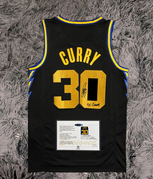 Stephen Curry SIGNED 4X Champ 21/22 Golden State Warriors Jersey - COA - Hover Image