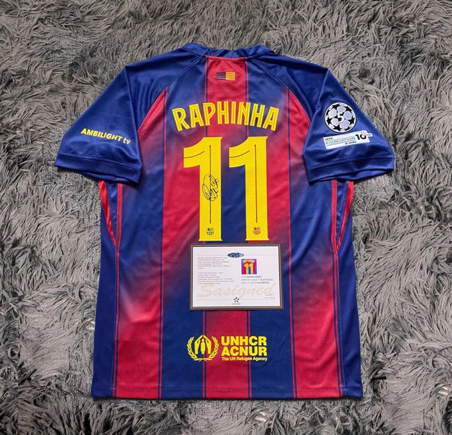 Raphina SIGNED Barcelona 25/26 Home #11 Jersey/Shirt - COA - 2025 Hover Image