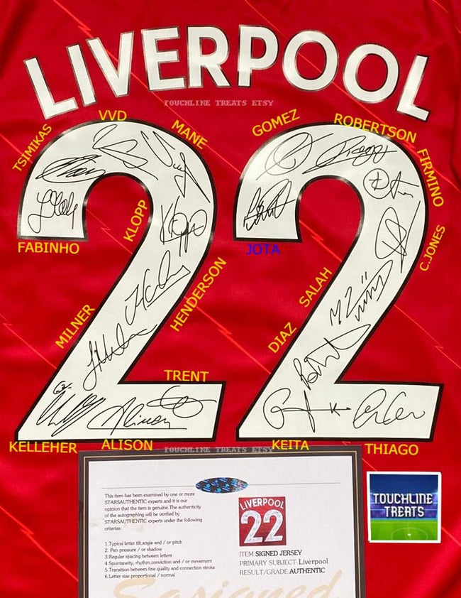 Liverpool FULL 2022 Team SIGNED Signature Jersey/Shirt + COA 21/22 Main Image