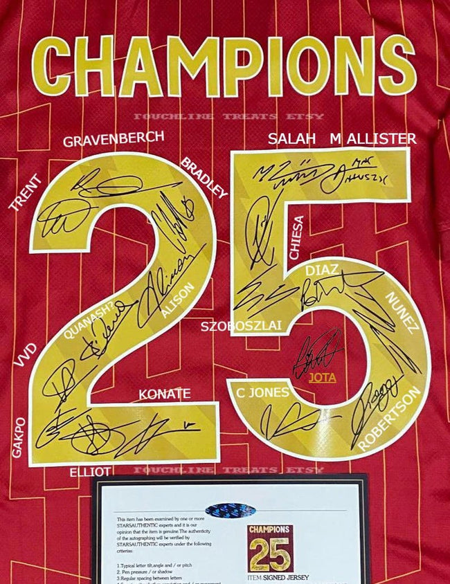 Liverpool FULL 2024 SIGNED Champions Team Squad Signature Jersey/Shirt + COA 24/25 Main Image