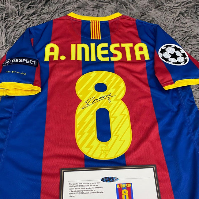Andrés Iniesta SIGNED Barcelona 10/11 Home UCL Final Jersey/Shirt - COA - 2011 Retro Main Image