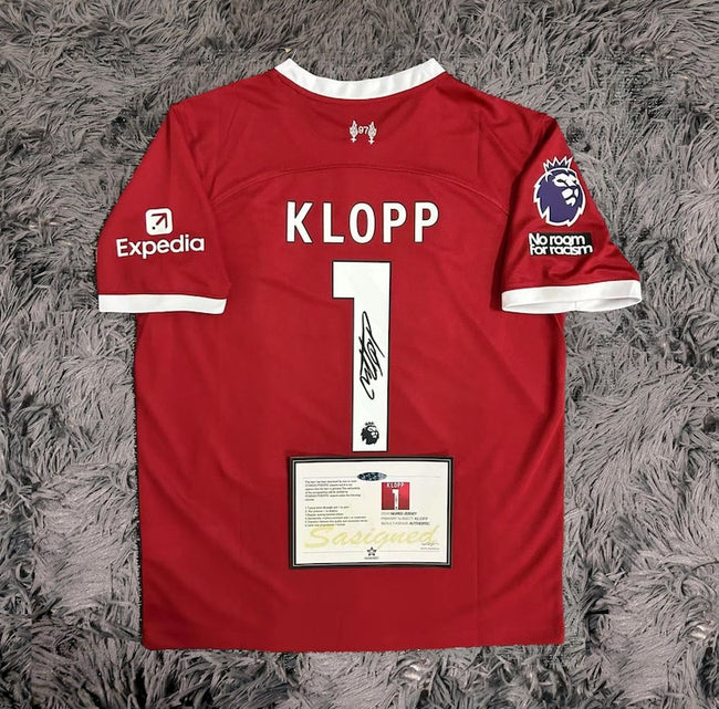 Jurgen Klopp SIGNED Liverpool 23/24 FINAL Home Jersey/Shirt - COA - 2024 Hover Image