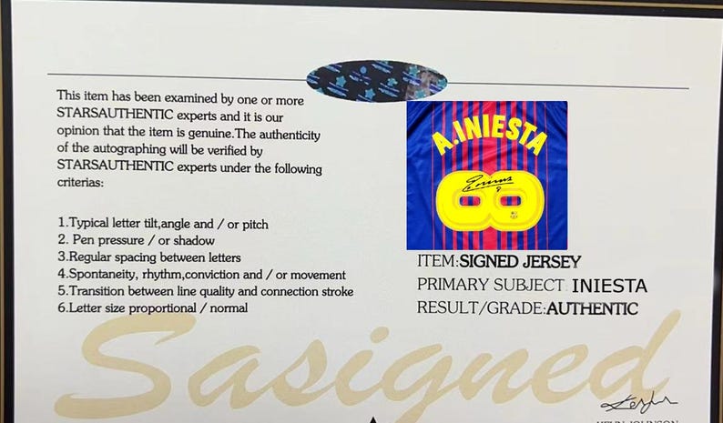 Andrés Iniesta SIGNED Barcelona 17/18 INFINITY Final Home Jersey/Shirt - COA - 2017