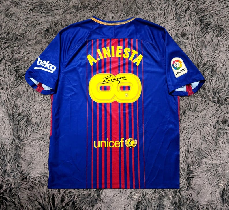 Andrés Iniesta SIGNED Barcelona 17/18 INFINITY Final Home Jersey/Shirt - COA - 2017