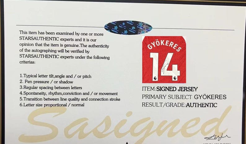 Viktor Gyökeres SIGNED Arsenal 25/26 Home Jersey/Shirt - COA - 2025