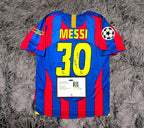 Lionel Messi SIGNED Barcelona 04/05 Home UCL #30 Jersey/Shirt - COA - 2005 Retro