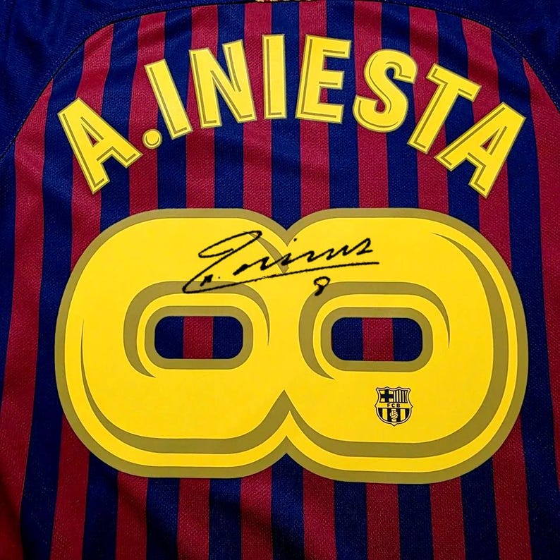 Andrés Iniesta SIGNED Barcelona 17/18 INFINITY Final Home Jersey/Shirt - COA - 2017