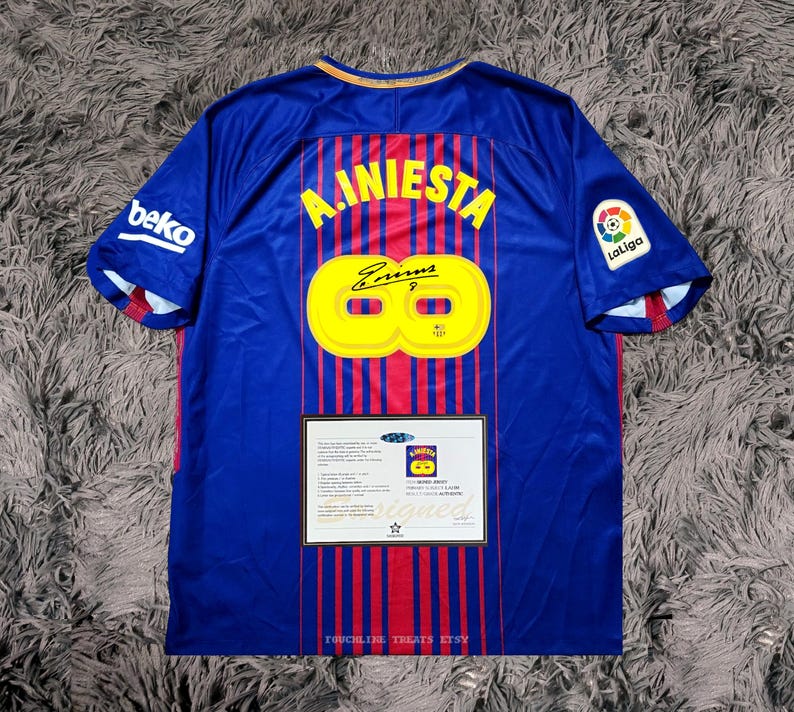 Andrés Iniesta SIGNED Barcelona 17/18 INFINITY Final Home Jersey/Shirt - COA - 2017