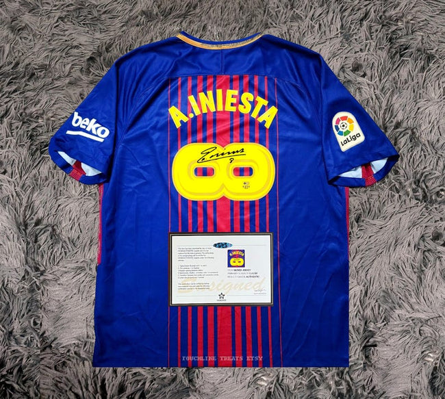 Andrés Iniesta SIGNED Barcelona 17/18 INFINITY Final Home Jersey/Shirt - COA - 2017 Hover Image