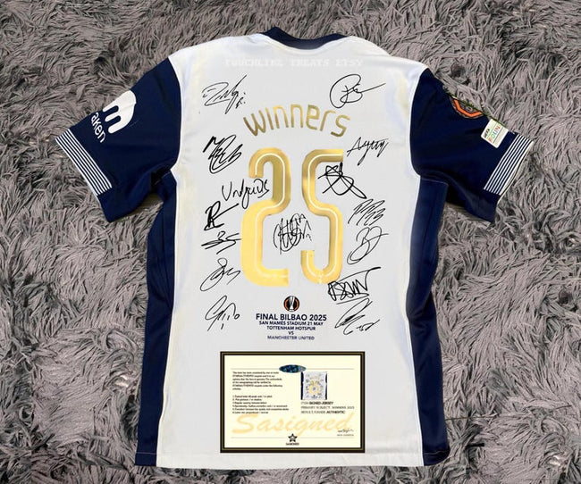 Tottenham Spurs Team SIGNED 24/25 Europa League Winners Shirt Jersey - COA - 2025 Hover Image