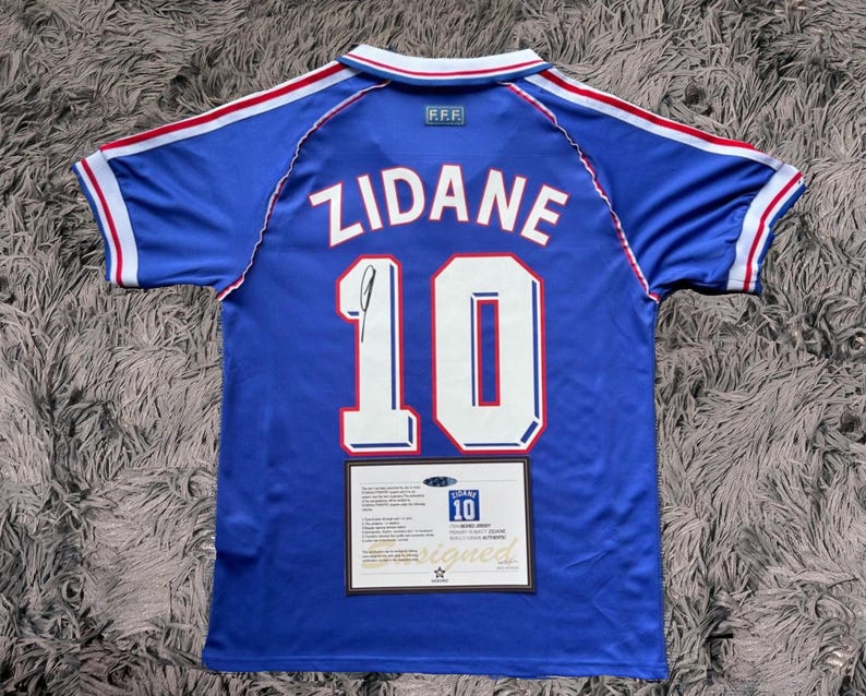 Zinedine Zidane SIGNED France 97/98 Home Jersey/Shirt - COA - 1998 Retro