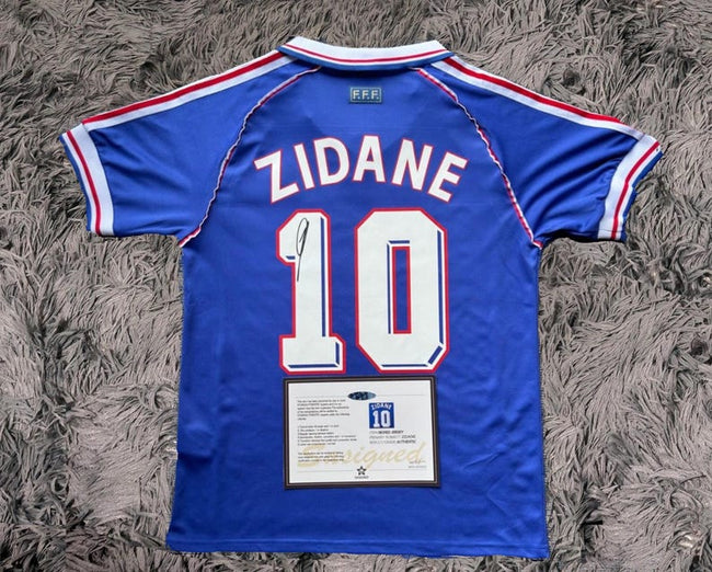 Zinedine Zidane SIGNED France 97/98 Home Jersey/Shirt - COA - 1998 Retro Hover Image
