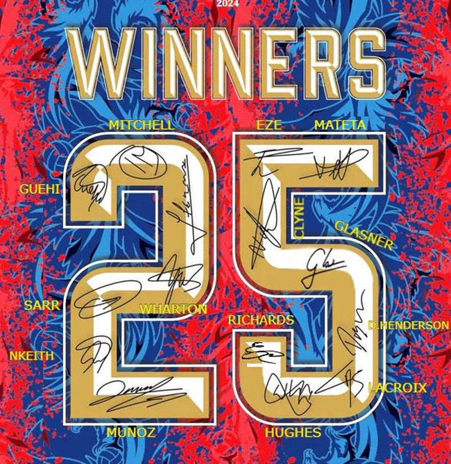 Crystal Palace Team SIGNED 24/25 FA Cup Winners Shirt Jersey - COA - 2025 Main Image