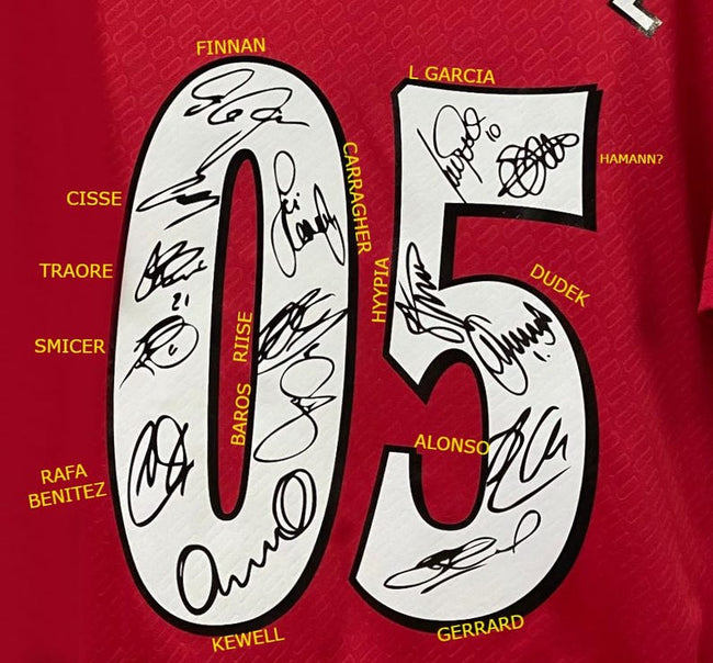 Liverpool FULL 2005 SIGNED Istanbul Squad Signature Jersey/Shirt - COA - 04/05 Main Image