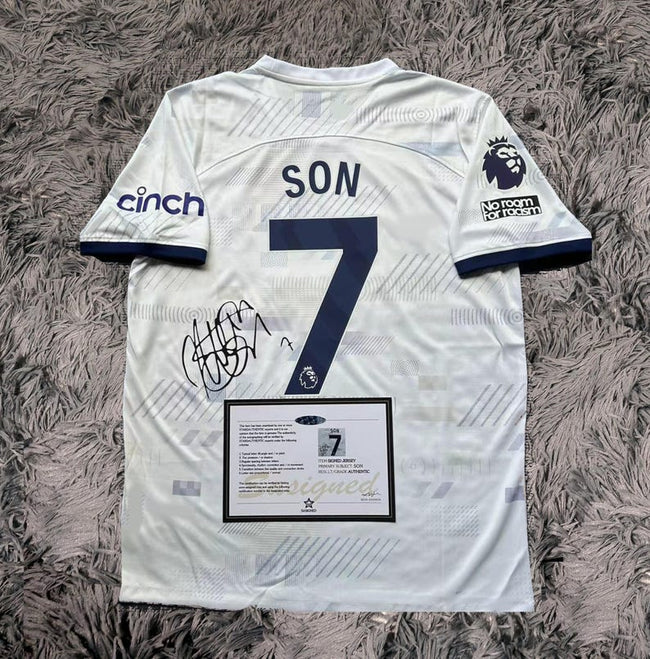 Son Heung-min SIGNED Tottenham Spurs Home Signature Shirt Jersey - COA - 23/24 Hover Image