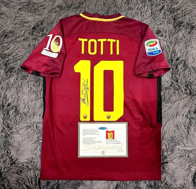 Francesco Totti SIGNED Roma Final Jersey/Shirt - COA - 2017 Retro Hover Image