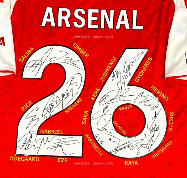 Arsenal FULL 2025 SIGNED Team Squad Signature Jersey/Shirt + COA 25/26 Main Image